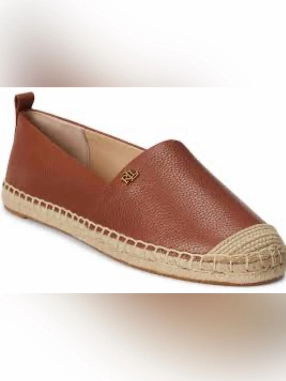 Ralph Lauren Women’s Espadrille Slip-On Shoes Brown Leather Look Size 9 NWOB